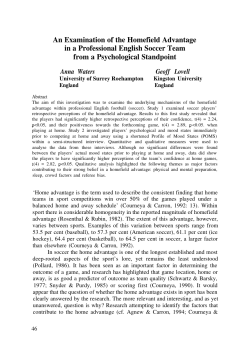 An Examination of the Homefield Advantage in a