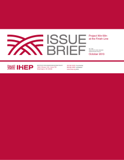 Project Win-Win at the Finish Line - Institute for Higher Education