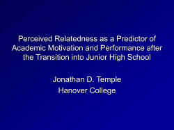 Perceived Relatedness as a Predictor of Academic Motivation and