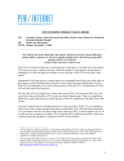 PEW INTERNET PROJECT DATA MEMO