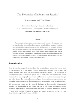The Economics of Information Security