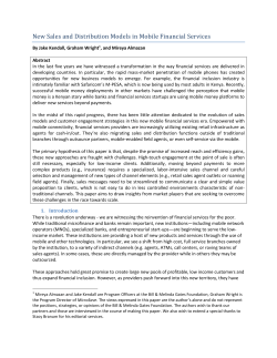 New Sales and Distribution Models in Mobile Financial