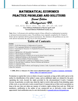 Mathematical Economics Practice Problems and Solutions &ndash; Second