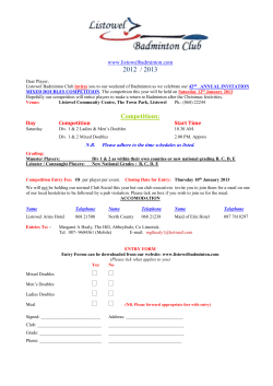 Day Competition Start Time - Carrigaline Badminton Club