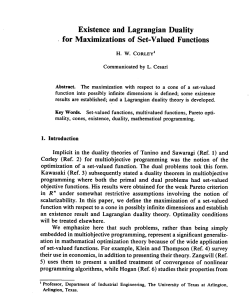 Existence and Lagrangian Duality .for Maximizations of Set