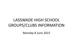 LASSWADE HIGH SCHOOL GROUPS/CLUBS INFORMATION
