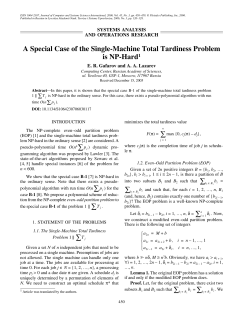A special case of the single-machine total tardiness problem is NP