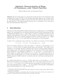 Algebraic Characterization of Rings of Continuous p