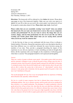Economics 100 Spring 2015 Answers to Homework #1 Due