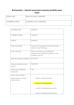 IB Economics &ndash; Internal assessment summary portfolio cover sheet