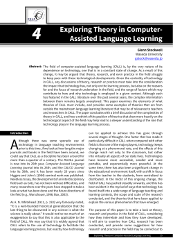 Exploring Theory in Computer- Assisted Language Learning