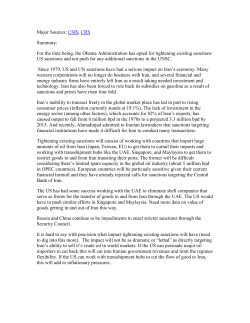 Major Sources: CSIS, CRS Summary: For the time being, the Obama