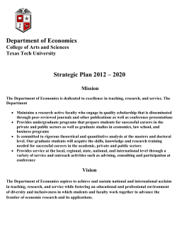 Department of Economics Strategic Plan 2012 &ndash; 2020
