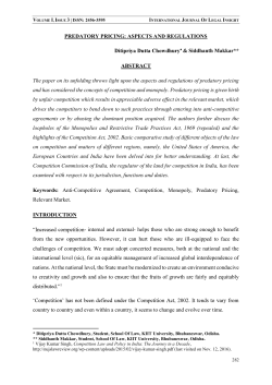 PREDATORY PRICING - International Journal of Legal Insight