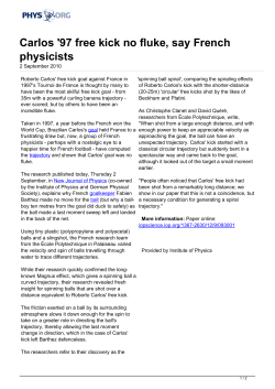 Carlos `97 free kick no fluke, say French physicists