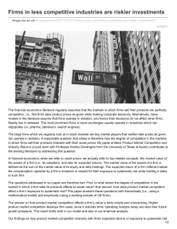 Firms in less competitive industries are riskier investments