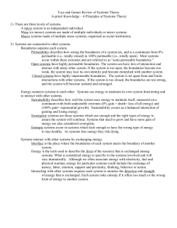 Toys and Games Review of Systems Theory A