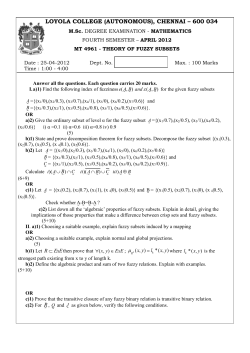 mt 4961 - theory of fuzzy subsets