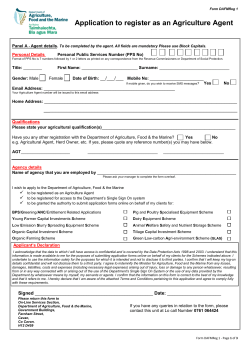 Application to register as an Agriculture Agent
