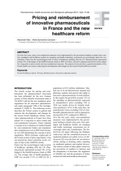 Pricing and reimbursement of innovative