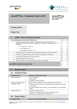 Evaluation Criteria 2015 develoPPP.de
