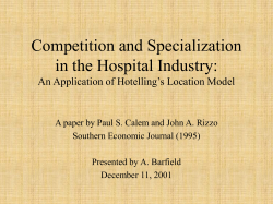 Competition and Specialization in the Hospital Industry