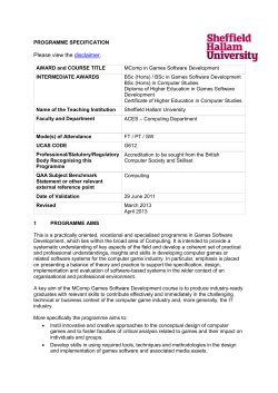 PROGRAMME SPECIFICATION Please view the disclaimer