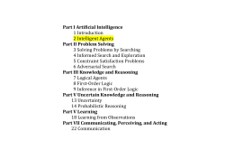 Part I Artificial Intelligence 1 Introduction 2 Intelligent Agents Part