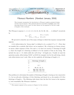Fibonacci Numbers (Handout January, 2016)