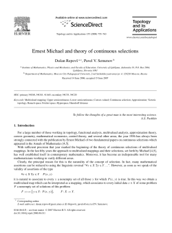 Ernest Michael and theory of continuous selections