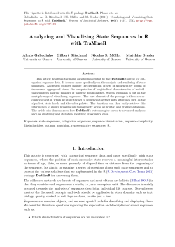 Analyzing and Visualizing State Sequences in R with TraMineR