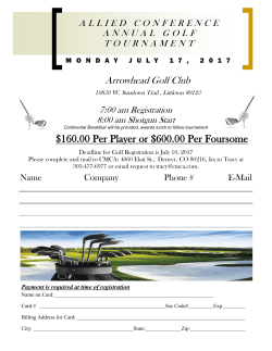160.00 Per Player or $600.00 Per Foursome
