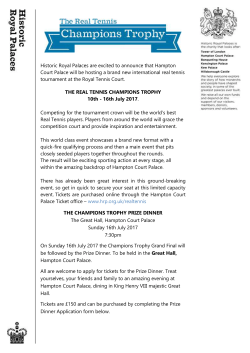 Historic Royal Palaces are excited to announce that Hampton Court