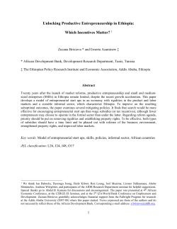 Unlocking Productive Entrepreneurship in Ethiopia: Which