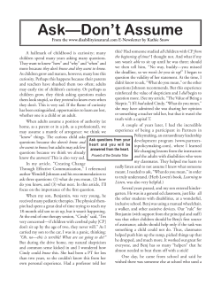 Ask&mdash;Don`t Assume