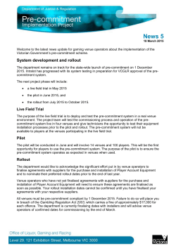 Pre-commitment Implementation Project News