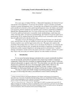 Gatekeeping Trends in Reasonable Royalty Cases (Draft)