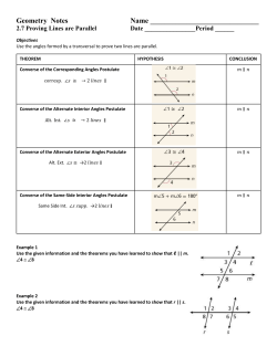 Geometry Notes Name 2.7 Proving Lines are Parallel Date