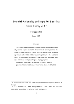 Bounded Rationality and Imperfect Learning: Game Theory vs AI&curren;