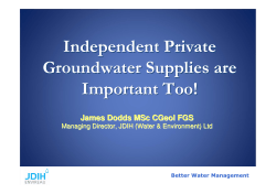 Independent Private Groundwater Supplies are Important Too!