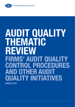 firms` audit quality control procedures and other audit quality initiatives