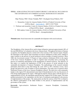 TITLE: AGRO-EXTRACTIVE SETTLEMENT PROJECT AND SOCIAL