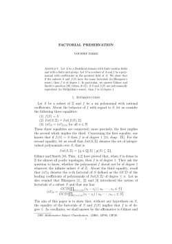 FACTORIAL PRESERVATION 1. Introduction Let S be a subset of Z
