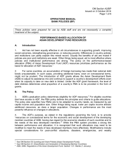 Performance-based Allocation of Asian Development Fund Resources