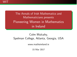 The Annals of Irish Mathematics and Mathematicians presents
