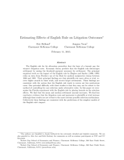 Estimating Effects of English Rule on Litigation Outcomes&lowast;