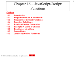Chapter 11 &ndash; JavaScript/Jscript: Functions