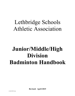 Badminton LSAA HANDBOOK - Lethbridge Schools Athletic