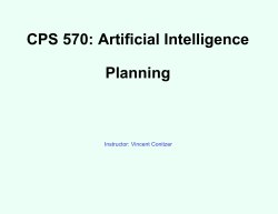 CPS 570 (Artificial Intelligence at Duke): Planning