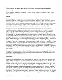 METSMaC 2007 Paper: From disorientation to